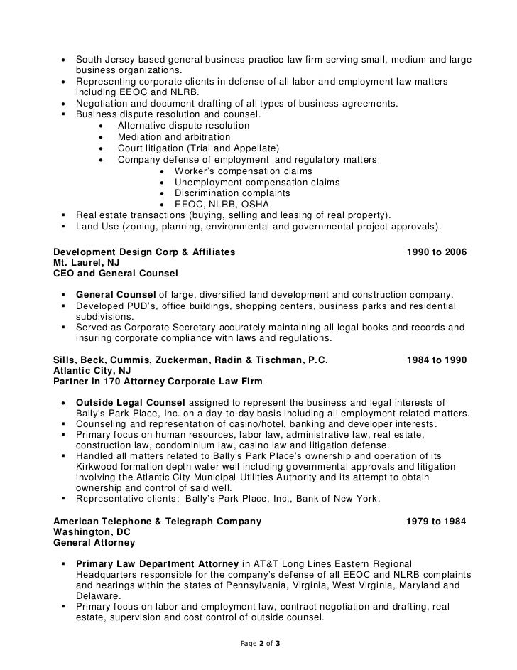 new attorney resumes
