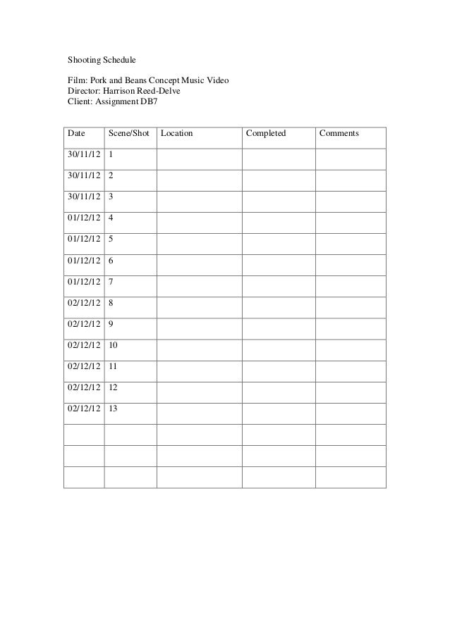 shooting schedule template shooting schedule template shooting schedule template shooting schedule template