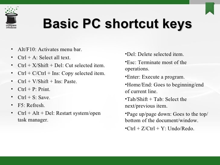 ms project shortcut keys