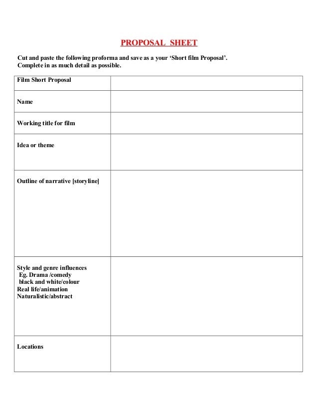 PROPOSAL SHEET Cut and paste