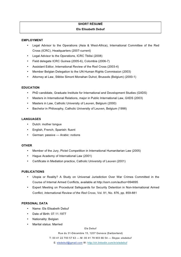 example of a short resume