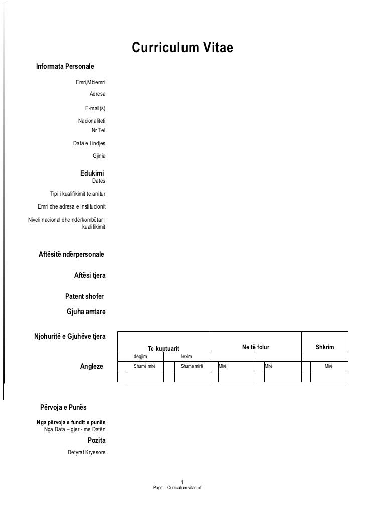 modele de cv ne shqip à imprimer