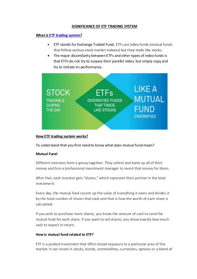 Etf cash trading system