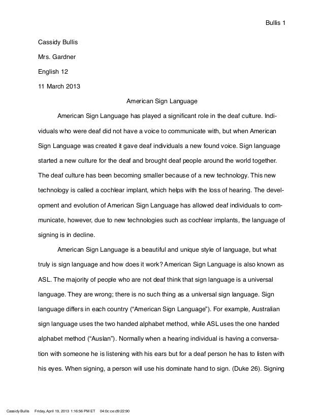 Sign Language written research report Sign Language written research report