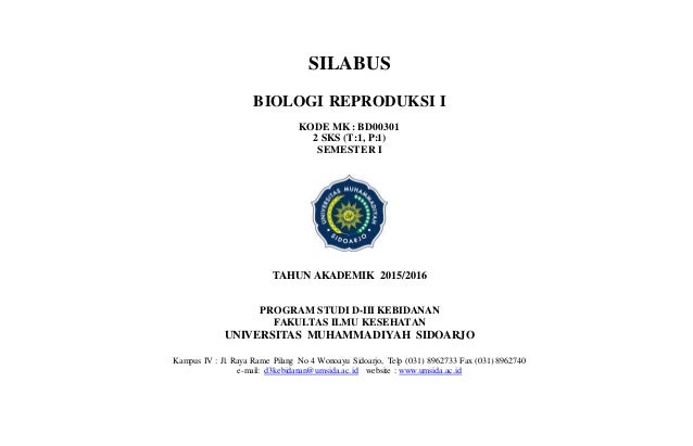 Silabusbiologi Reproduksi Ikode Mk Bd003012 Sks T1 P1semester Silabusbiologi Reproduksi Ikode Mk Bd003012 Sks T1 P1semester