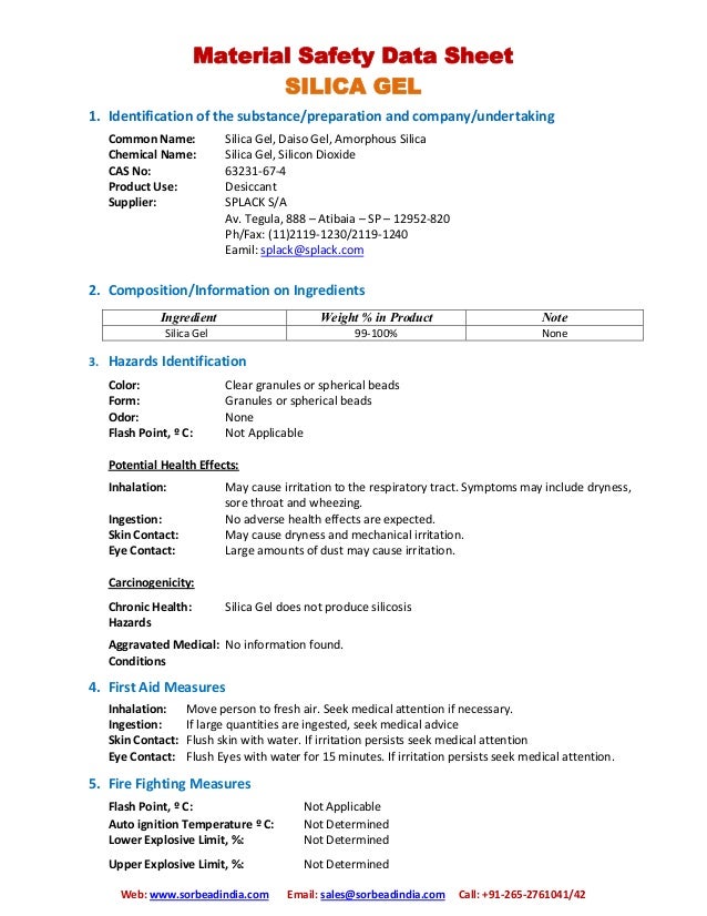 Silica Gel MSDS
