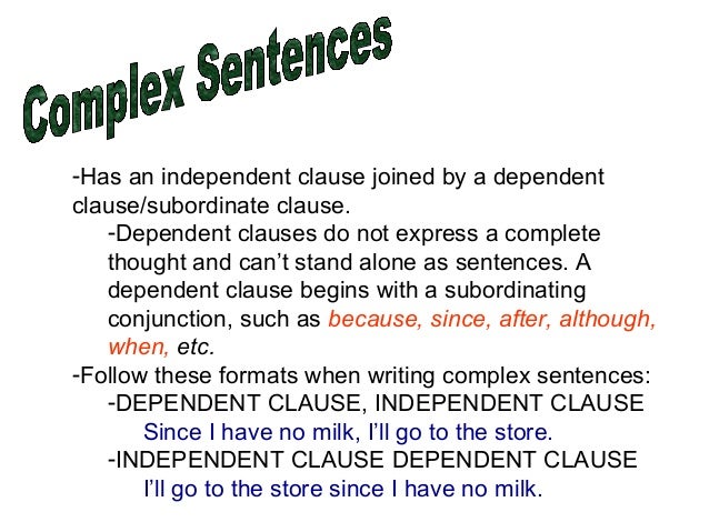 homework complex sentences