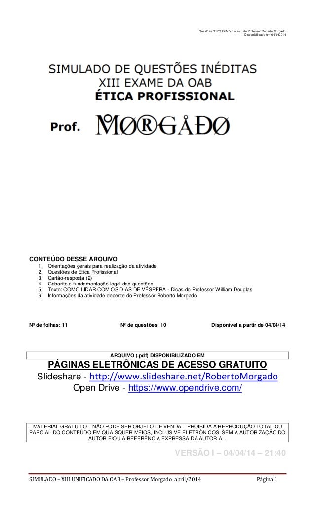 Simulado exame da ordem