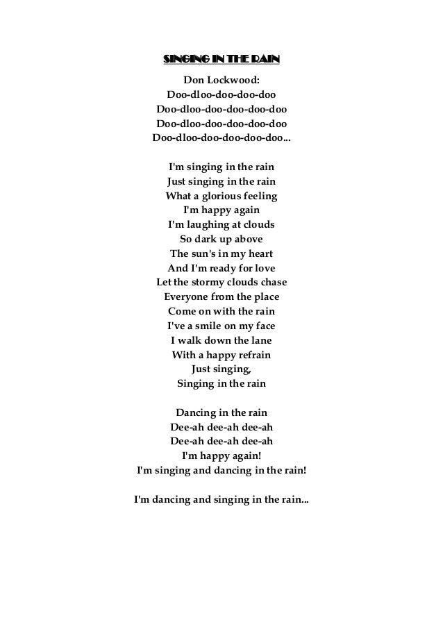 Singing In The Rain Singing In The Rain Ready For Love The Rain Lyrics