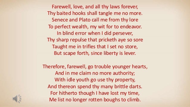 Thomas Wyatt farewell love Thomas Wyatt farewell love