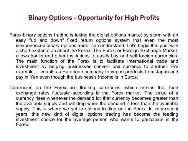Binary options profits