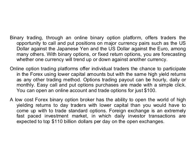 Binary options opportunity