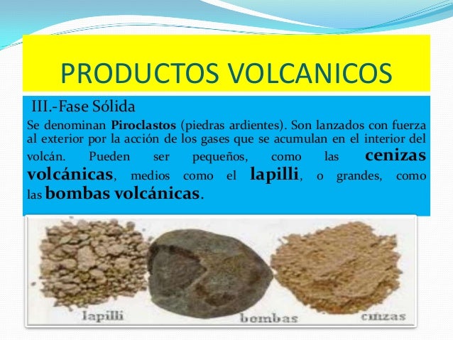 Resultado de imagen de productos volcánicos