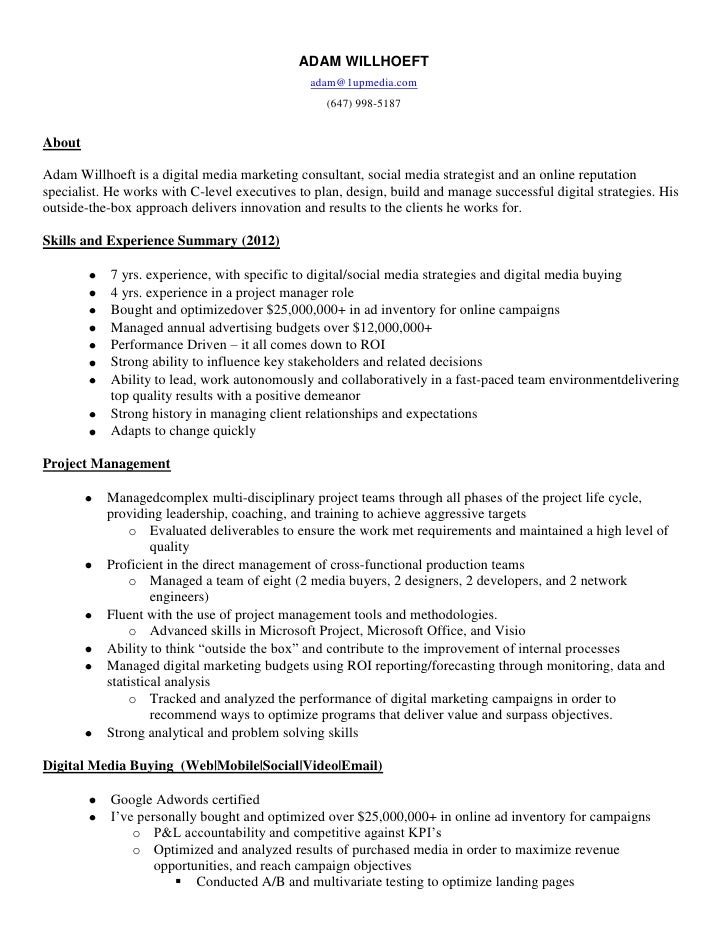 media buyer resume samples
