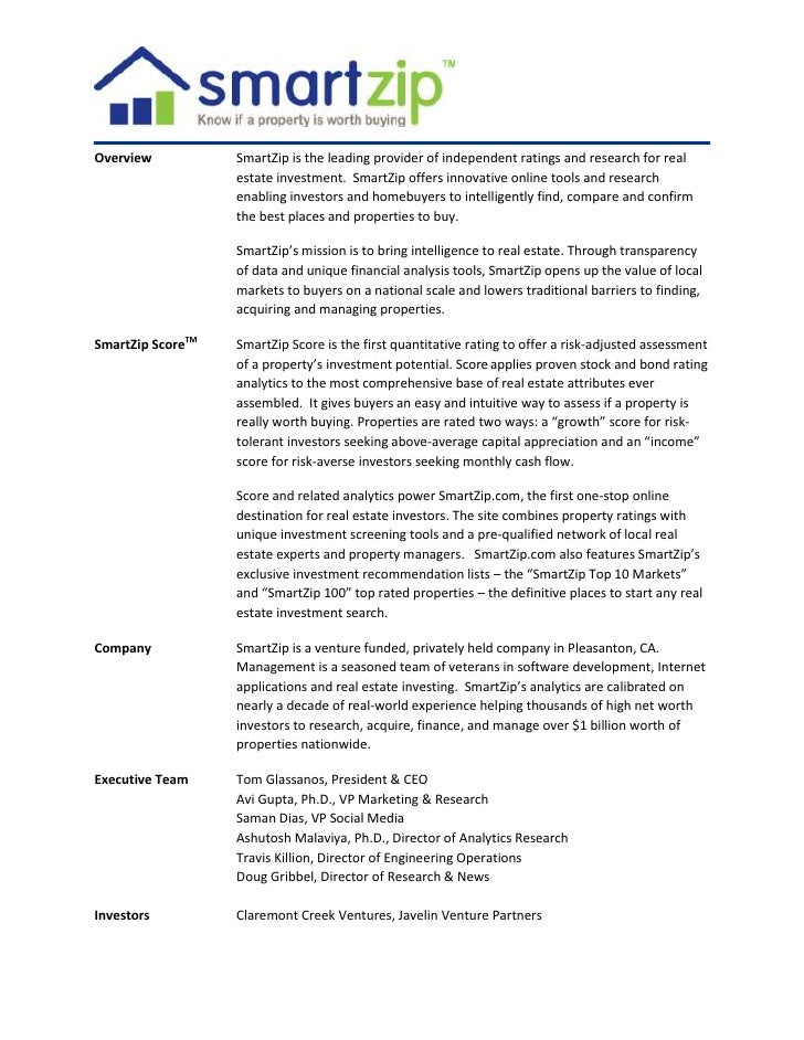 SmartZip Company Backgrounder Aug2009