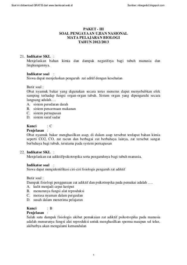 soal osn biologi smp 2009 download
