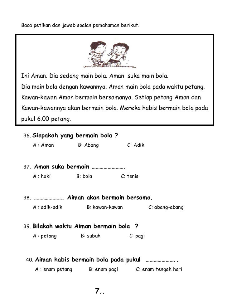 Soalan Objektif Bahasa Melayu  Jiran