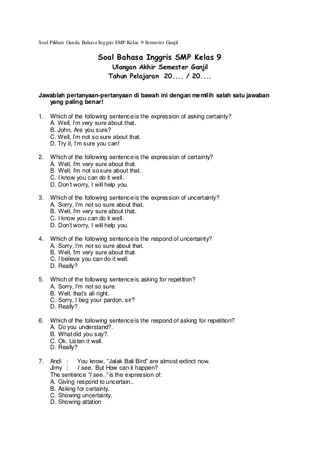 Contoh Soal Essay Bahasa Inggris Kelas 10 Kumpulan Soal Pelajaran 3