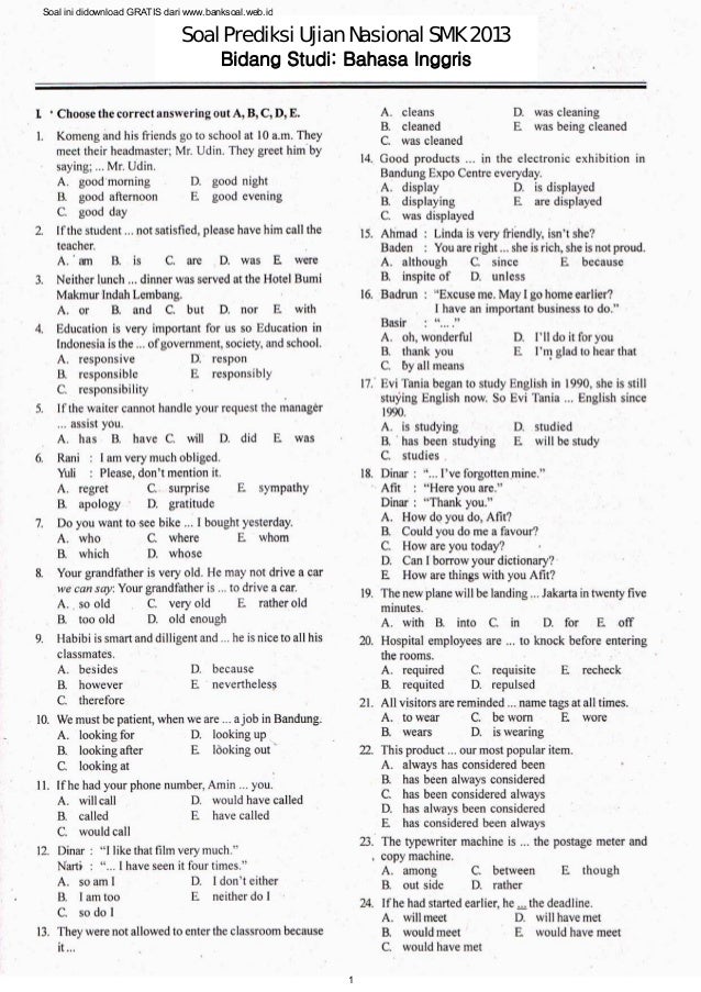 Contoh Soal Unbk Sma Bahasa Indonesia