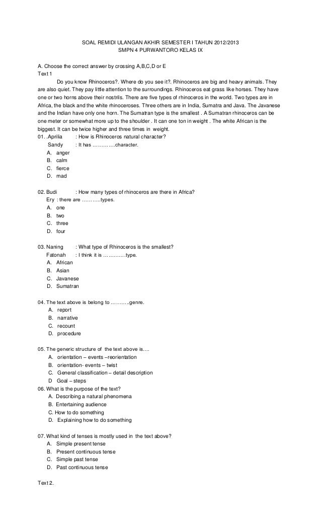 Soal remidi ulangan akhir semester i tahun 2012