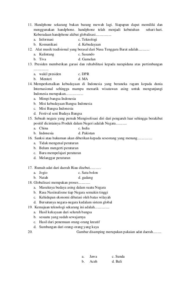 soal essay pkn globalisasi