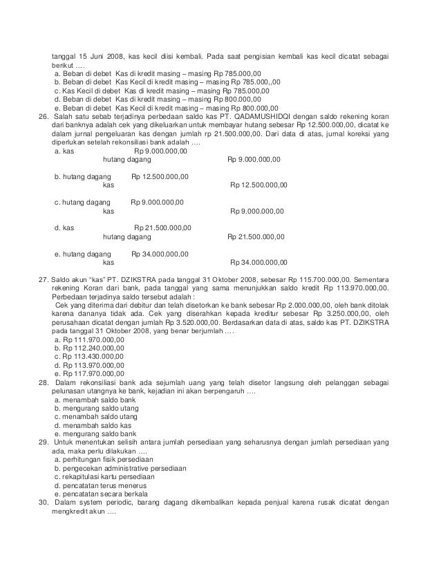 soal essay dana kas kecil soal essay dana kas kecil