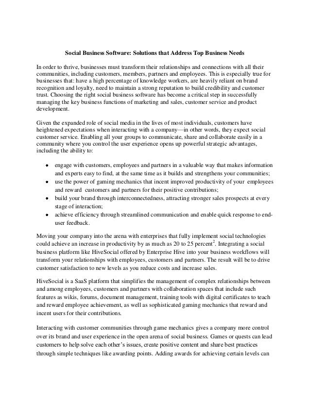 Social Business Software: Solutions that Address Top Business Needs