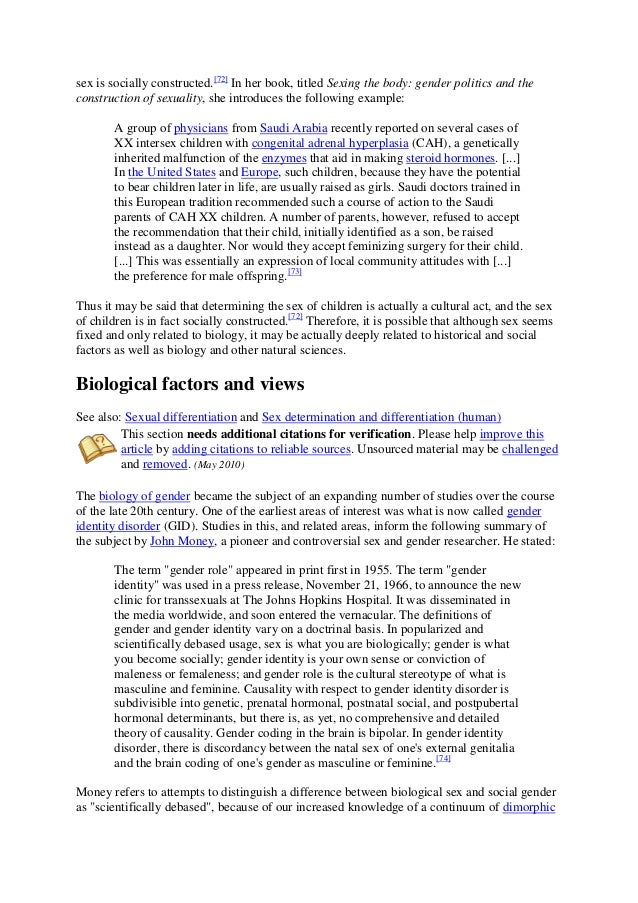 gender is socially constructed essay Gender: a social construction julianna greco jgreco8@uwoca recorded, and the findings depicted the various ways in which gender is socially constructed in. gender is socially constructed essay Gender: a social construction julianna greco jgreco8@uwoca recorded, and the findings depicted the various ways in which gender is socially constructed in.