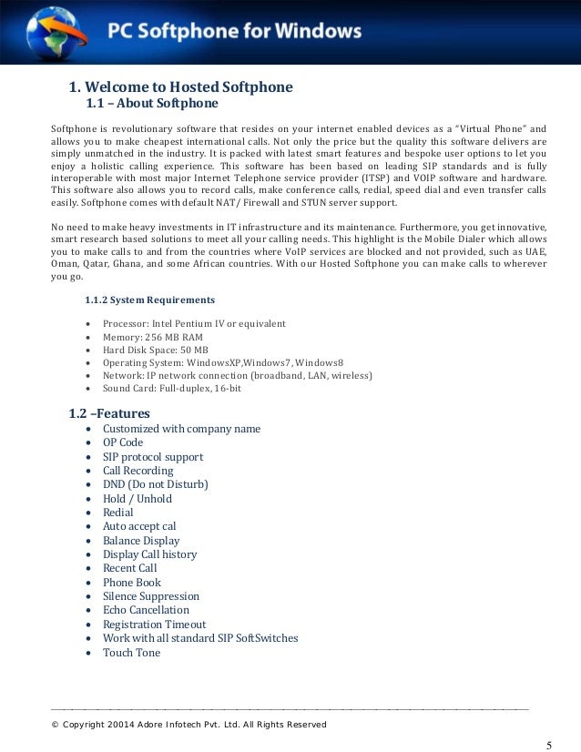 Hosted VoIP softphone for small business