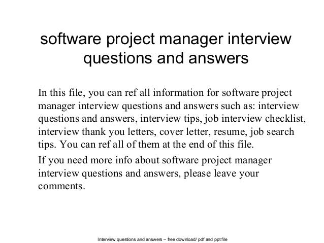 project manager interview questions and answers