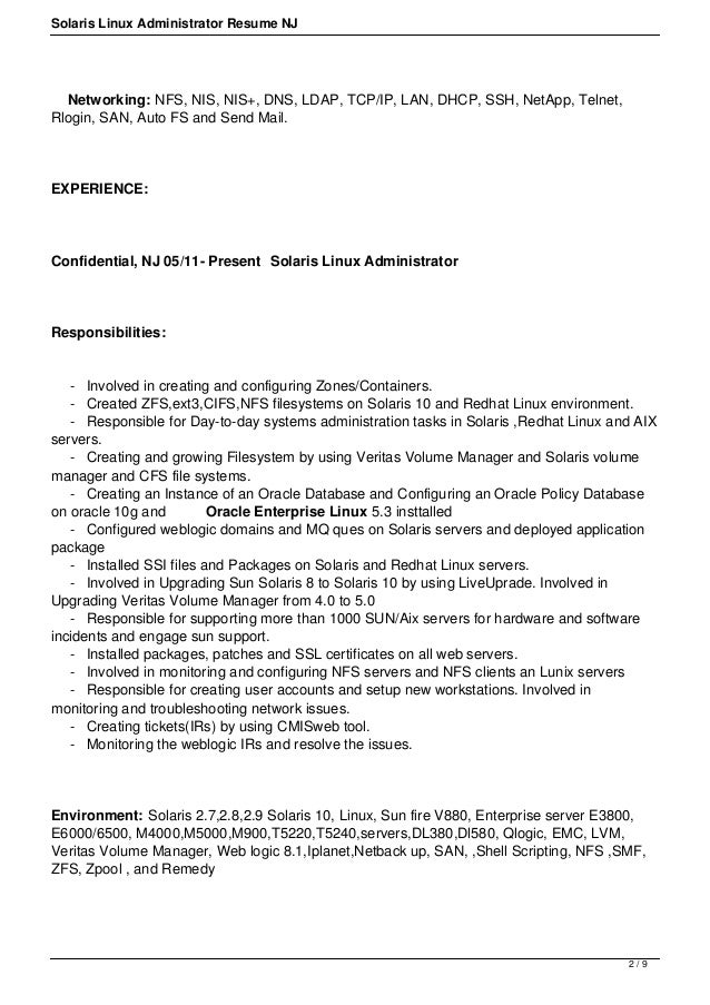 linux resume format