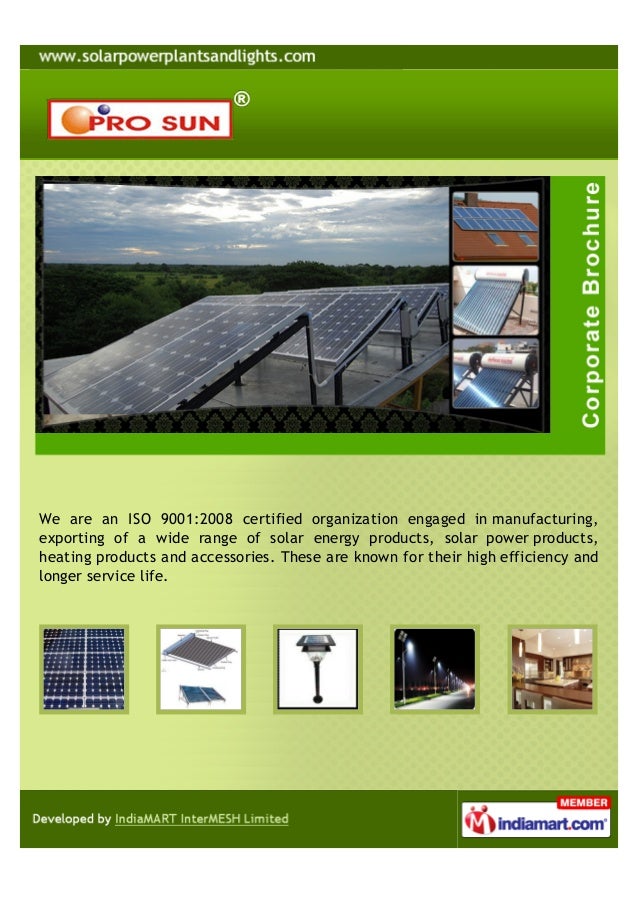 Prosun Energy Private Ltd, Solar Energy Products, Coimbatore