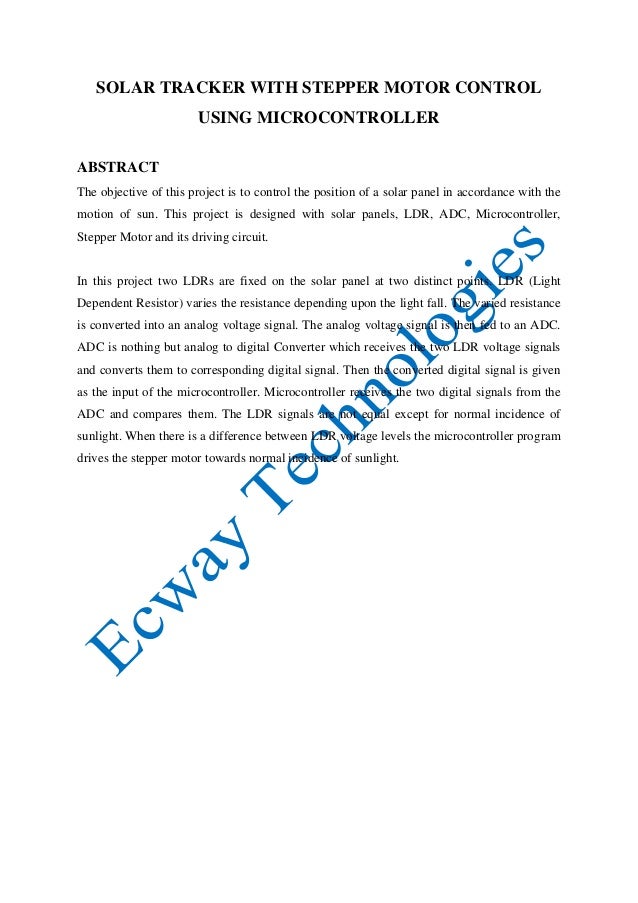 Solar tracker with stepper motor control using microcontroller