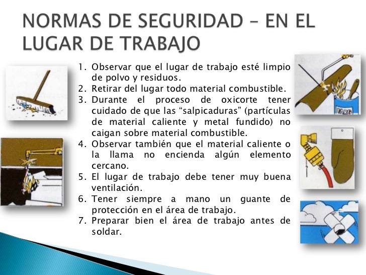 NORMAS DE SEGURIDAD – EN EL LUGAR DE TRABAJO<br />Observar que el lugar de trabajo esté limpio de polvo y residuos.<br />R...