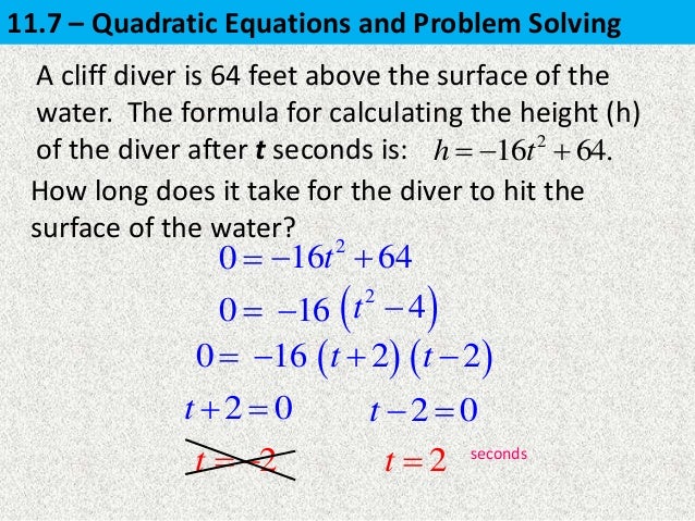 Problem Solving Quadratic Equations