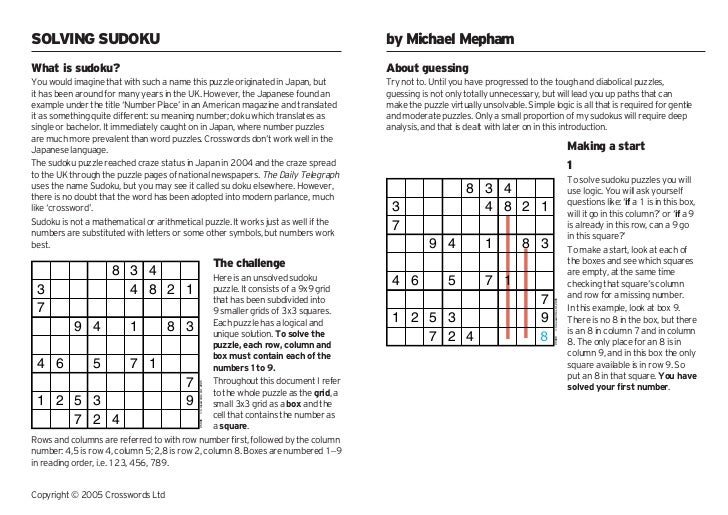 Solving sudoku