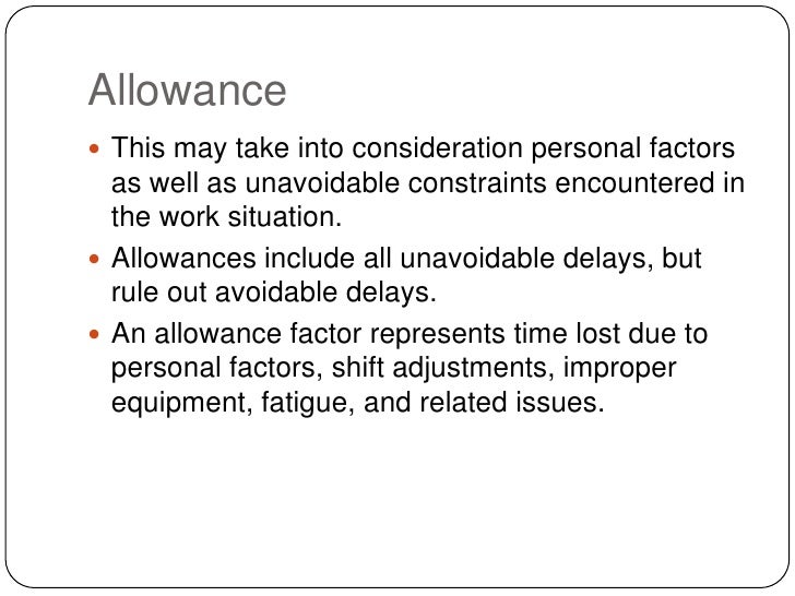 cycle time, normal time and standard allowance