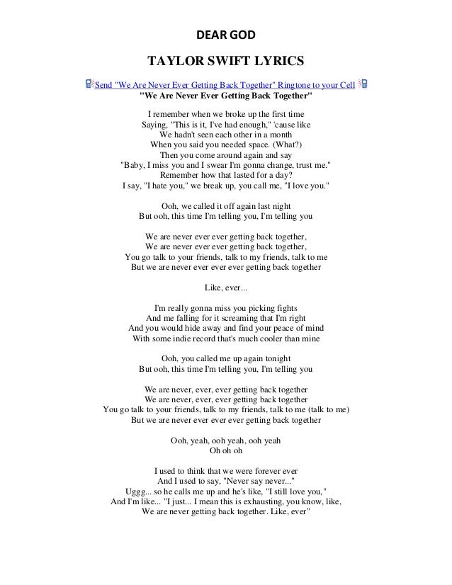 Blank Space Lyrics The Hole Song Dear god taylor swift lyrics