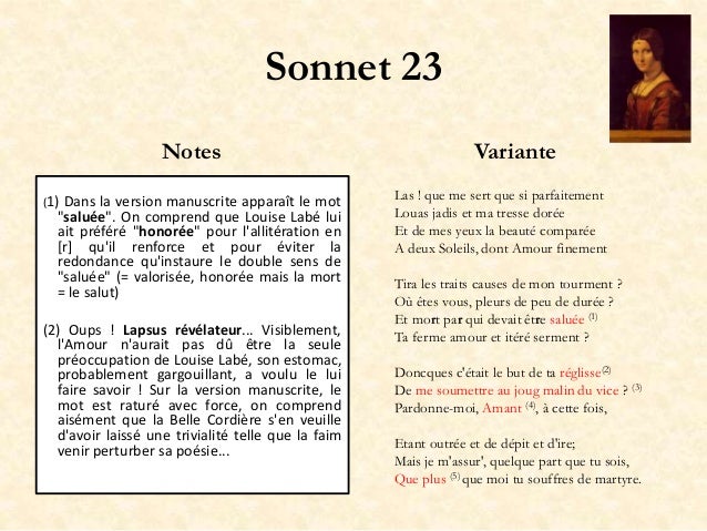 Louise Labé - Sonnets (variantes)