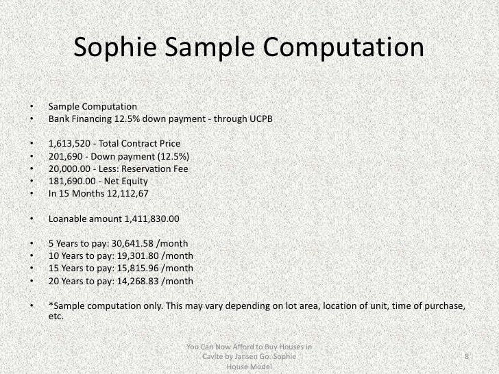 sample house payment