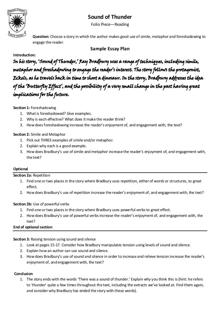 A sound of thunder analysis essay picture