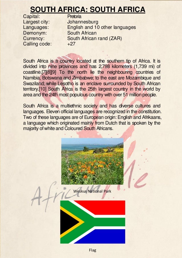Country Description South africa
