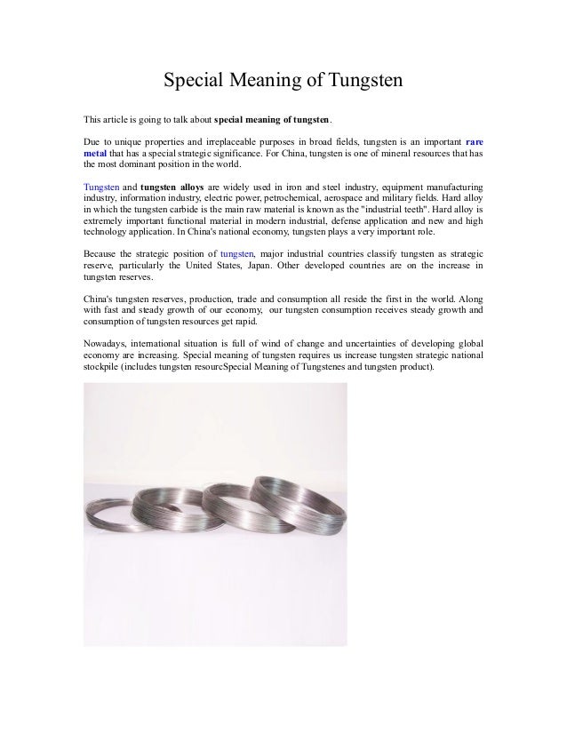 Special meaning of tungsten