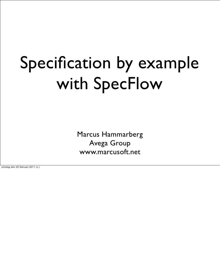 Specification by example with specflow 110217