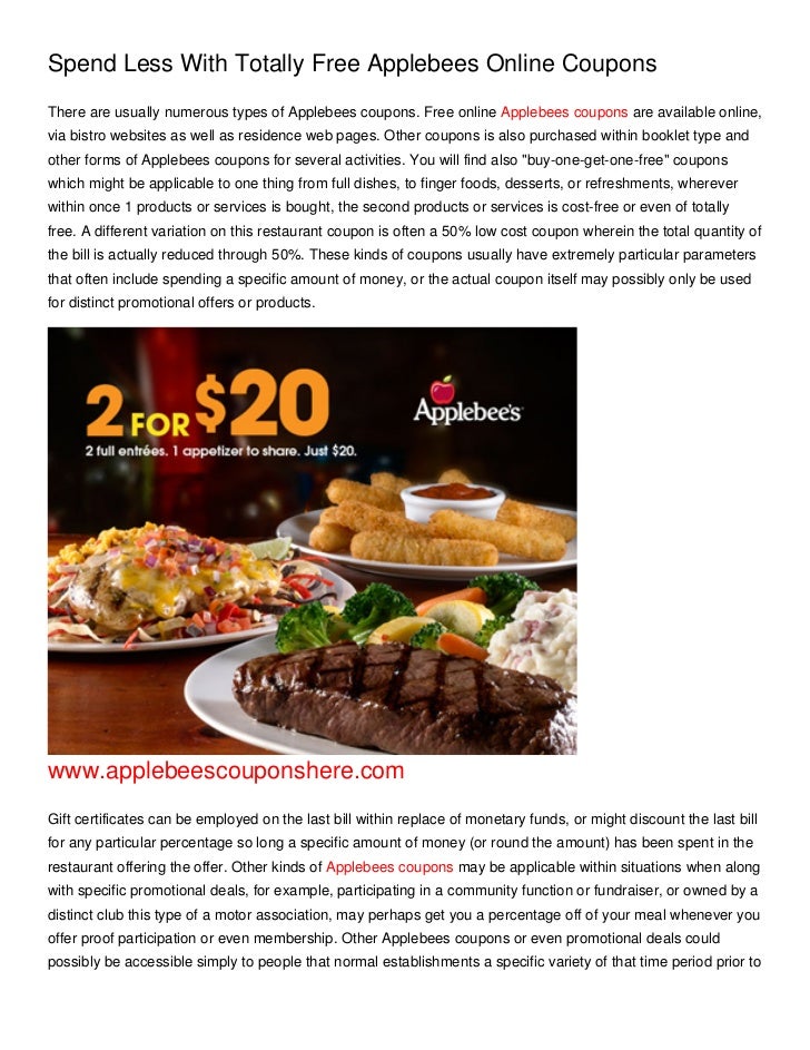 Spend Less With Totally Free Applebees Online Coupons