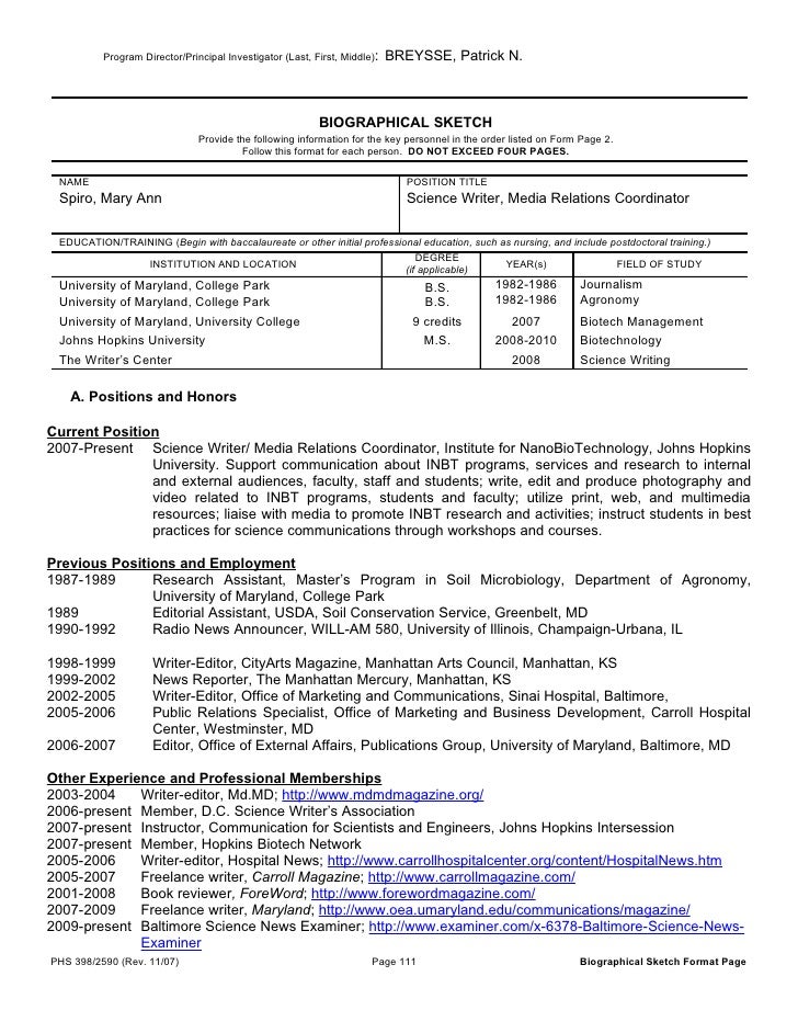 mary spiro nih style cv 2009 pharmacist cv templates