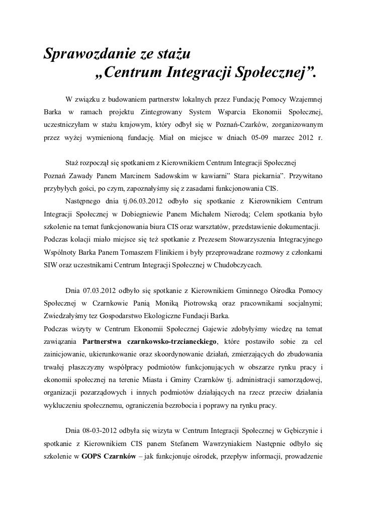 Sprawozdanie ze stażu