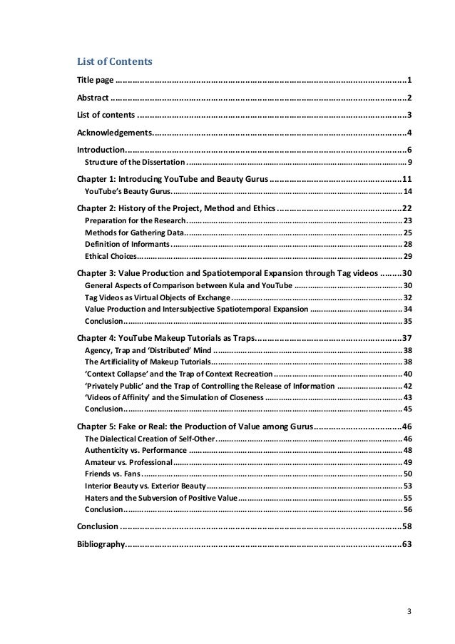 organization of chapters in a thesis