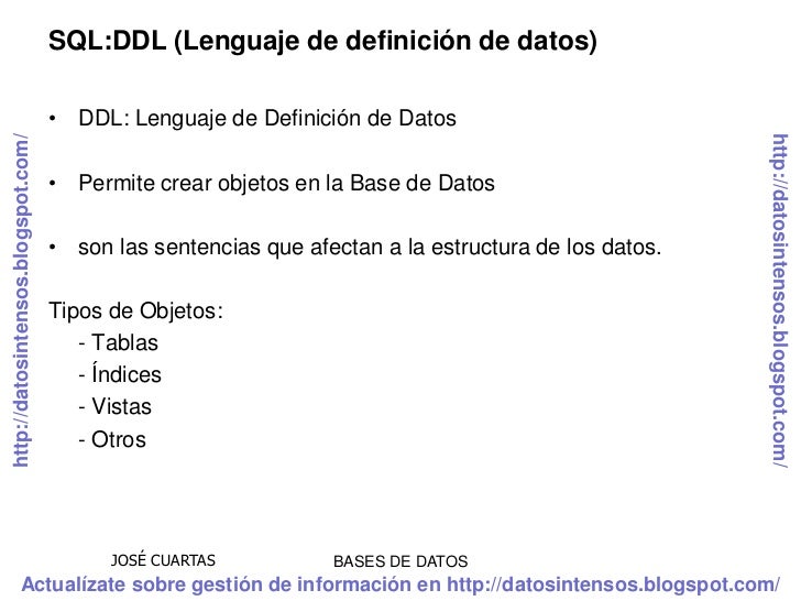 Sql DDL Lenguaje de definición de datos
