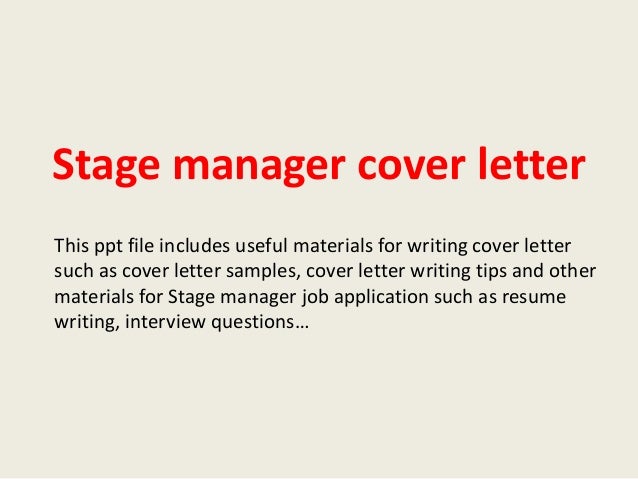 stage manager cover letter